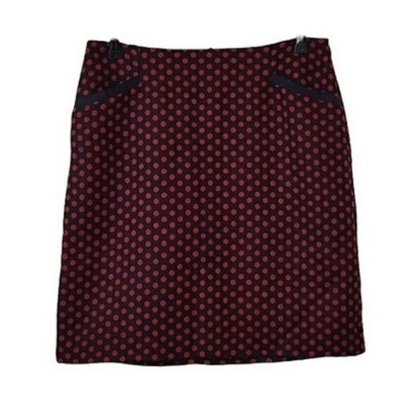Talbots Black & Red Polka-dot Wool Blend Lined Skirt Size 8 Petite - Picture 1 of 8